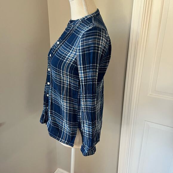 Polo Ralph Lauren Pleated Blue Plaid Button Up Top - Picture 3 of 8